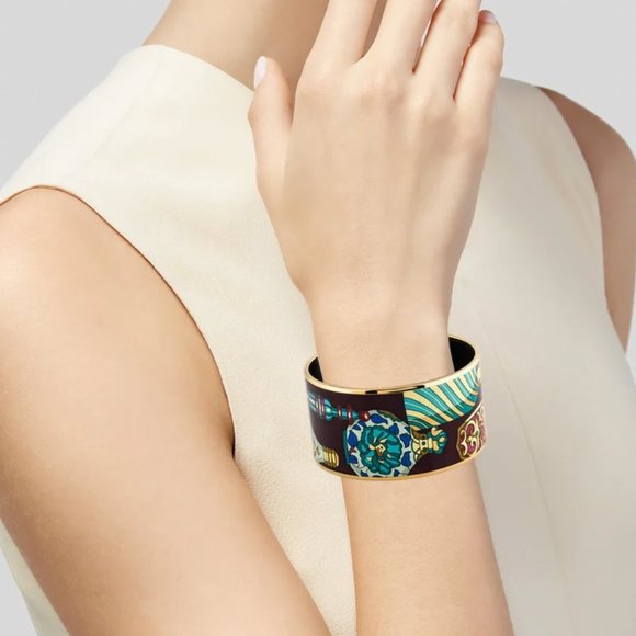 Hermes Enamel Printed Extra Wide Flacons Bracelet 65 - Picture 2 of 5